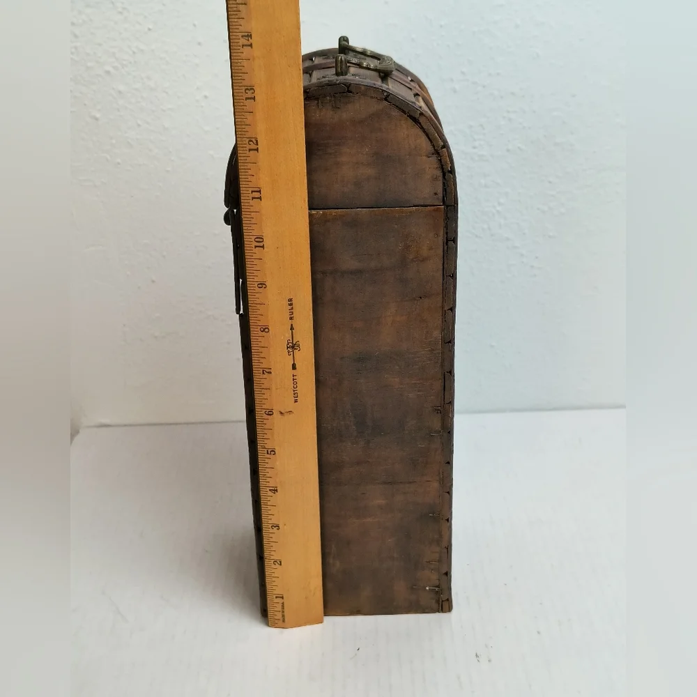 Vintage Decorative Wood & Brass Wine Bottle Box